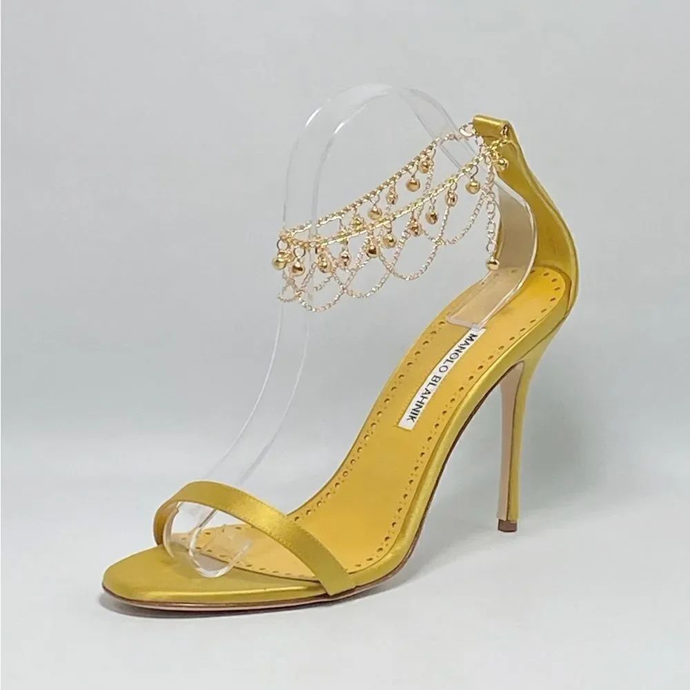 Manolo Blahnik Campanillasan 105MM Satin Sandals size 39.5